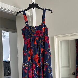 Maggie London Maxi Floral Sleeveless Dress - Navy and Red